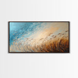 Coastal Wind, Beach Grass Painting, Coastal Cowgirl Wall Art, Nautical Decor, Wabi Sabi Art, Minimalist Art, Canvas Print, Extra Wide Art
