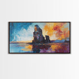 Dramatic Seascape, Framed Canvas Print, nautical painting, seascape painting, coastal decor, painting Morro Bay, extra wide art