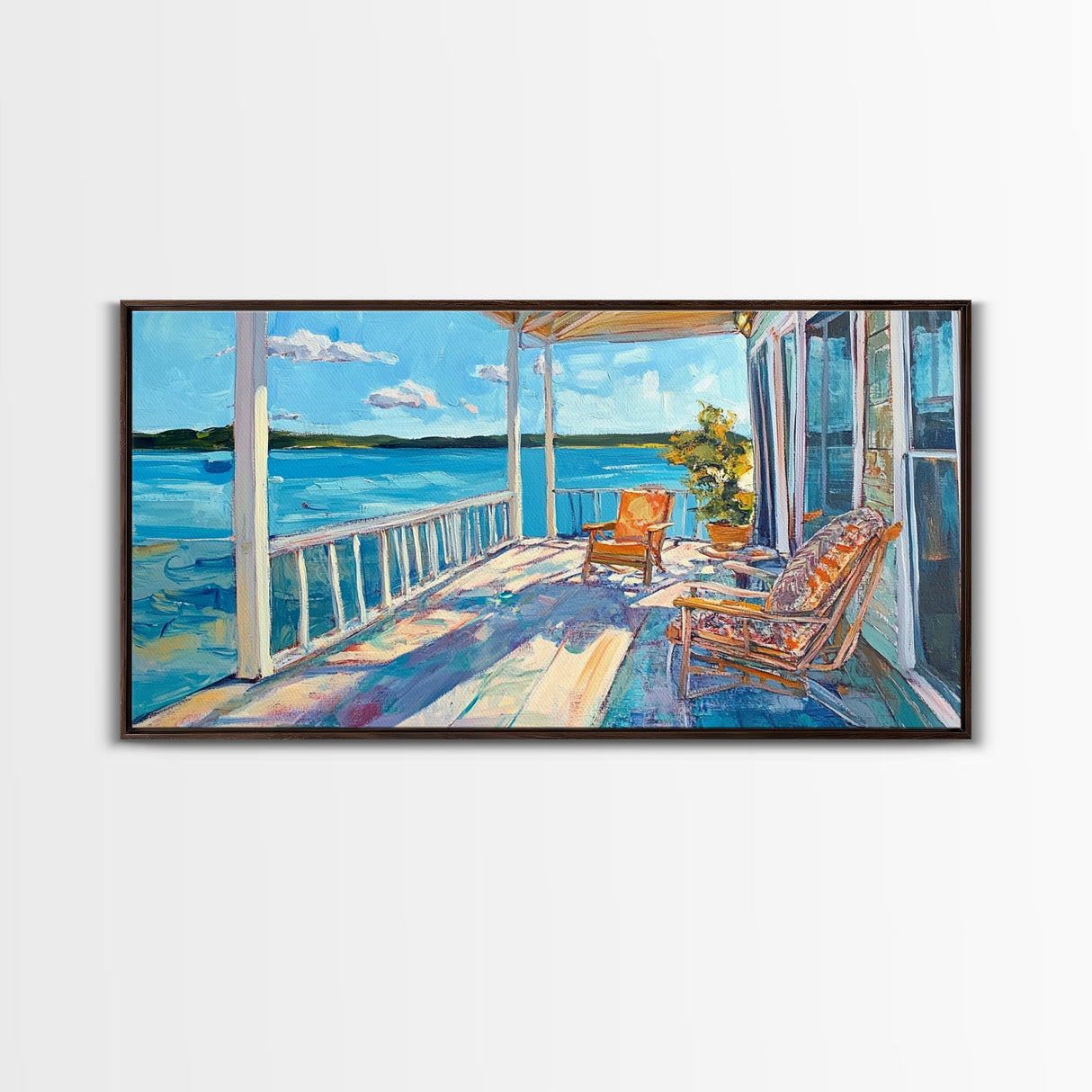 Lake House Art, Coastal Landscape Art, Nautical Decor, Rustic Wall Art, Framed Canvas Print, Living Room Art, Above Sofa Art