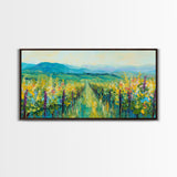 Vineyard Landscape, impressionist painting, framed canvas print, green wall art, farmhouse art, rustic decor, above bed wall art