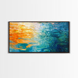 Water Reflection, Abstract Seascape, Nautical Wall Art, Coastal Painting, Horizontal Wall Art, Canvas Print, Extra Wide Art