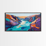 Grand Canyon, Southwest Wall Art, Extra Wide Art, Panoramic Painting, Landscape Painting, Above Bed Wall Art, Canvas Print