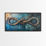 Nautical Rope, infinity knot, rustic maritime, coastal decor, textured blue, wabi sabi art, Canvas Print, nautical wall art
