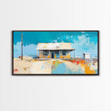 Desert House Art, southwest wall art, rustic decor, boho art, farmhouse art, coastal painting, framed canvas print