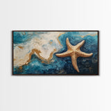 Starfish Painting, Coastal Wall Art, Ocean Art, Framed Canvas Print, Nautical Decor, Beach House Art, Blue and Green Wall Art