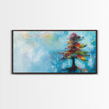 Vibrant Pine Tree, pine tree art, landscape painting, blue and green wall art, colorful abstract art, wabi sabi art, Canvas Print