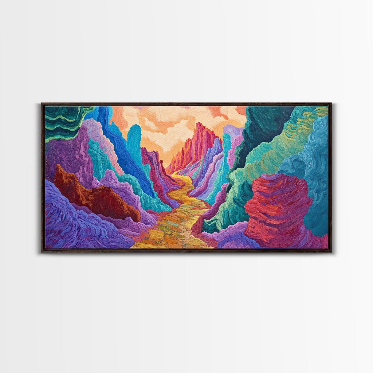 Vibrant canyon, abstract rocks, Canvas Print, mountain painting, southwest wall art, extra wide art, geometric wall art