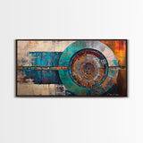 Industrial Vault, Steampunk Wall Art, Mechanical Wall Art, Extra Wide Art, Horizontal Wall Art, Framed Canvas Print, Living Room Art, Moody Art
