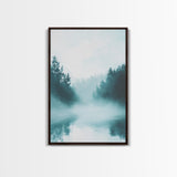 Misty Forest Painting, Pine Tree Art, Moody Landscape, Nature Wall Art, Tranquil Scenery, Green Wall Art, Canvas Print