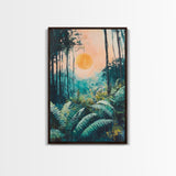 Forest Sunrise Painting, Nature Landscape, Golden Light Art, Pine Tree Art, Warm Moody Decor, Rustic Wall Art, Canvas Print