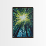 Looking Up, birch tree painting, nature wall art, green wall art, botanical prints, rustic wall art, framed canvas print, zen art