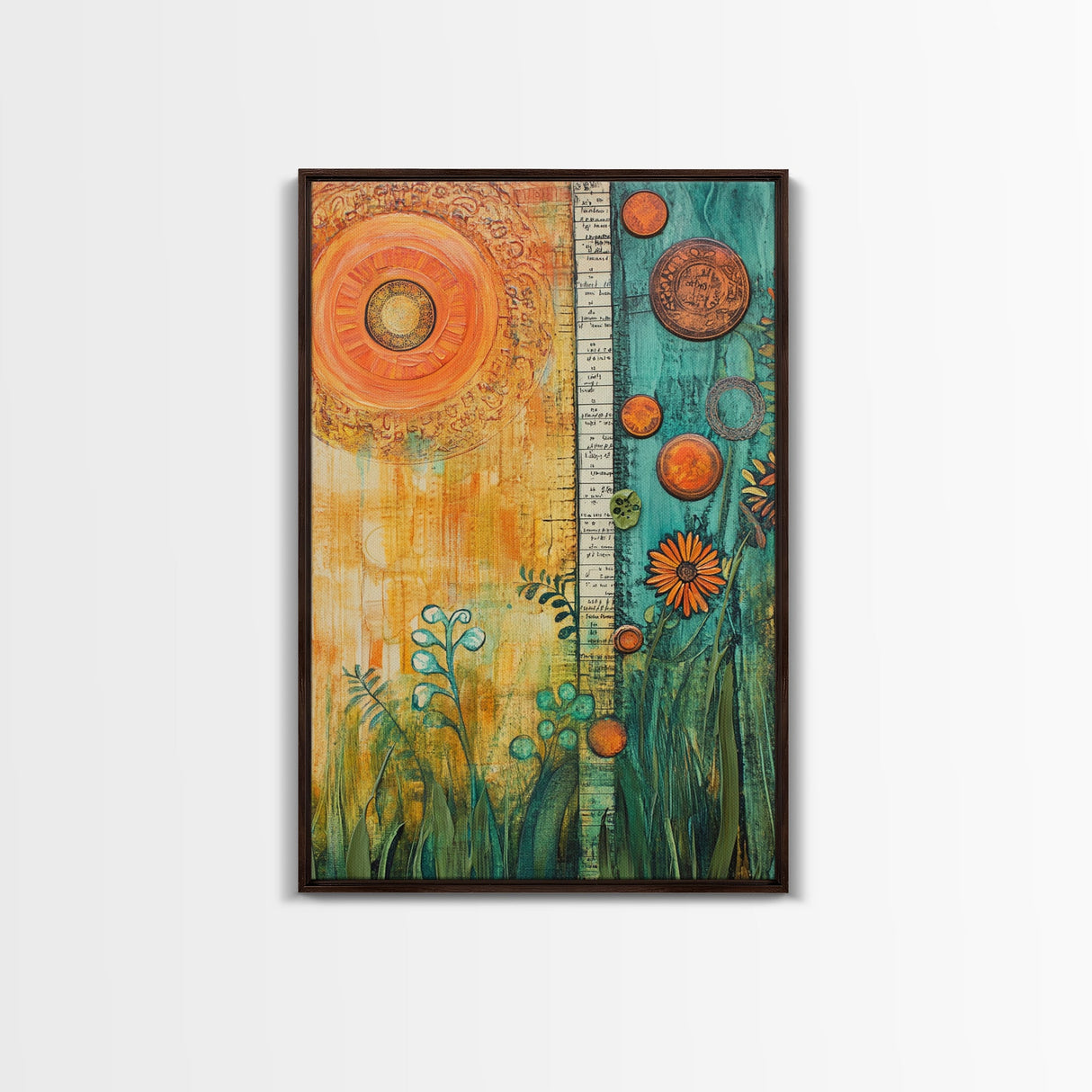 Sun and Nature, Botanical Prints, Sacred Geometry Wall Art, Moroccan Wall Art, Wabi Sabi Art, Canvas Print, Gift Idea
