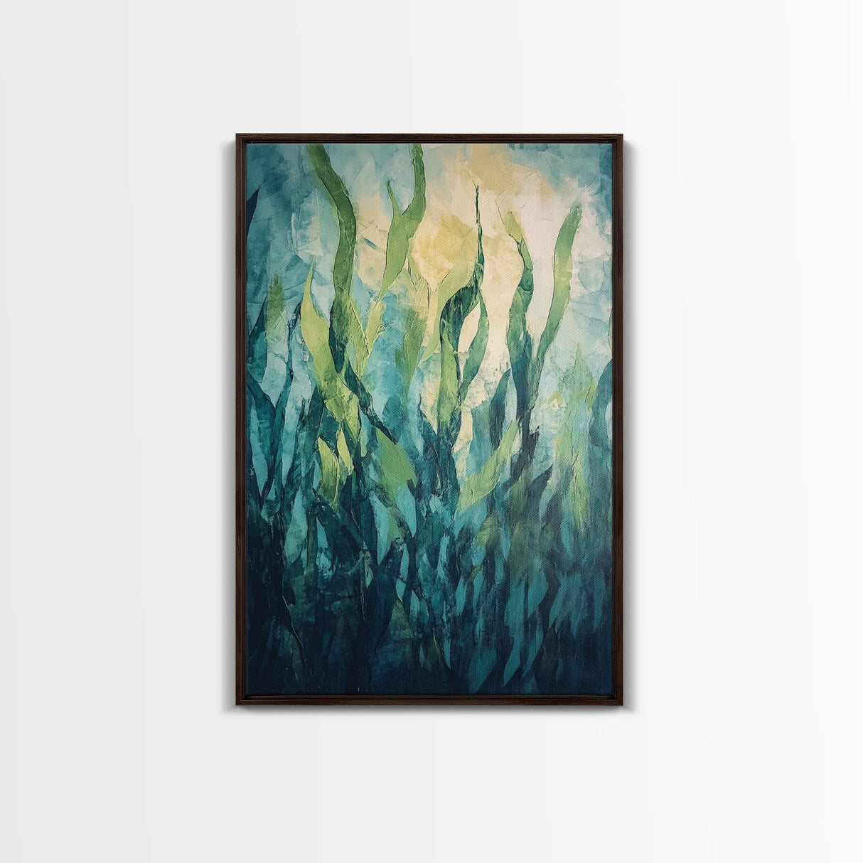 Underwater Kelp Forest, Coastal Landscape Art, Teal Wall Art, Nautical Decor, Nature Inspired Art, Wabi Sabi Art, Canvas Print