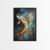 Vibrant Trout Art, Fly Fishing Art, Lake Tahoe Art, Rustic Wall Art, Nature Inspired Decor, Fisherman Gift, Canvas Print