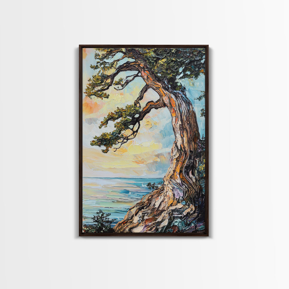 Joshua Tree Art, Coastal Landscape Art, Framed Canvas Print, Oak Tree Art, Rustic Art, Living Room Art, Boho Art, Moody Art