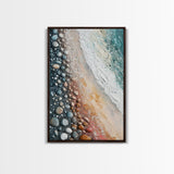 Pebble Beach, coastal painting, nautical decor, wabi sabi art, abstract seascape, textured wall art, ocean print, canvas print