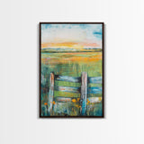 Field Sunset, wildflower painting, landscape painting, rustic wall art, nature wall art, bedroom art, framed canvas print, home decor