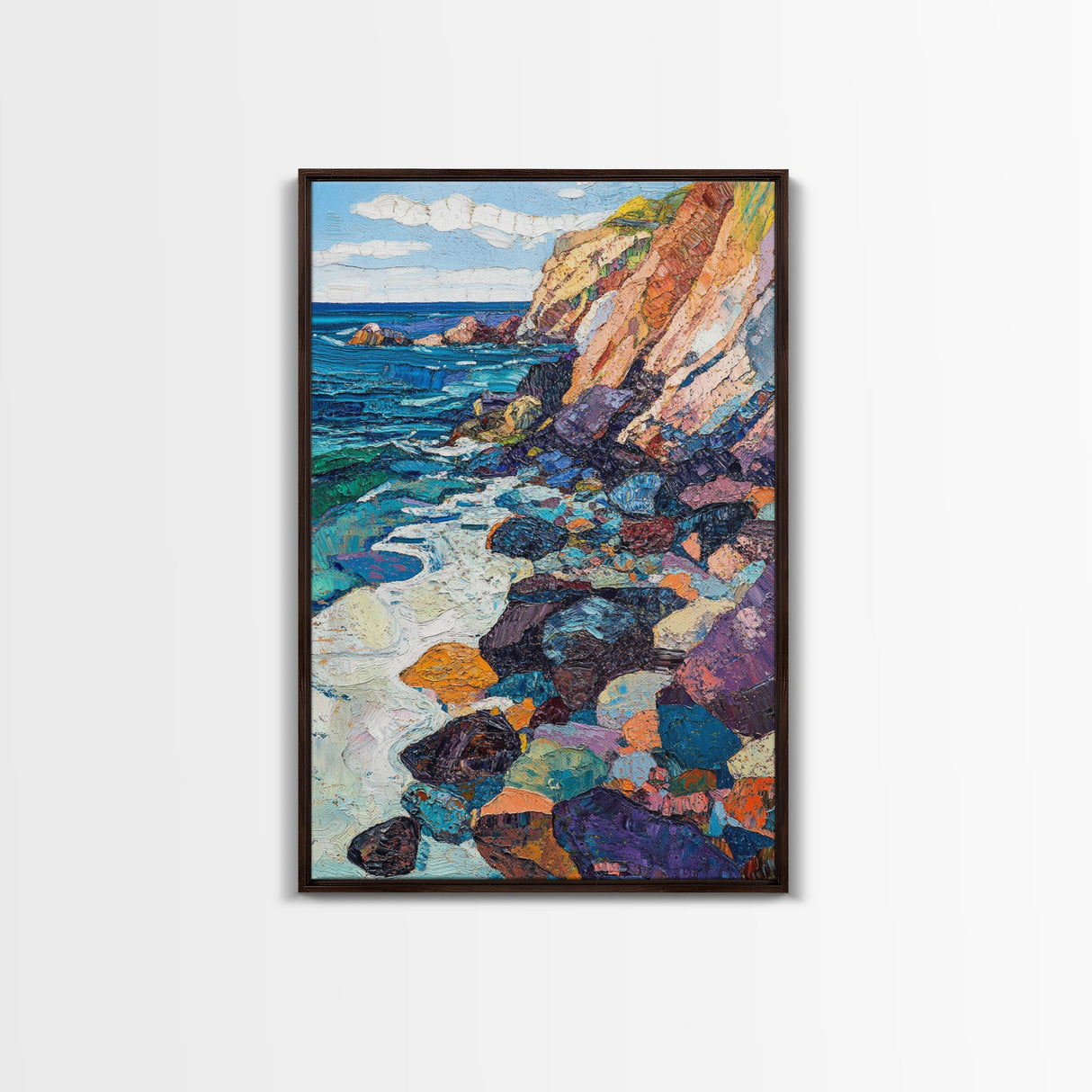 Colorful Cliffs, Ocean Painting, Canvas Print, Coastal Landscape Art, Nautical Decor, Rustic Art, Southwest Wall Art, Gift Idea