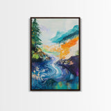 Mountain River Art, Coastal Landscape Painting, Smoky Mountain Art, Nature Wall Art, Living Room Decor, Canvas Print, Gift Idea