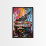 Abstract Piano Art, Music Wall Decor, Colorful Instrument Painting, Moody Art, Living Room Wall Art, Canvas Print, Gift Idea