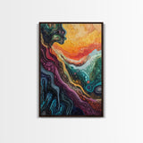 Psychedelic Abstract Texture Framed Canvas Print, Surreal Art, Vibrant Wall Art, Modern Abstract Painting, Unique Artwork, Office Decor