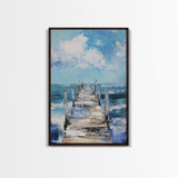 Wooden Pier Canvas Print Coastal Wall Art Beach House Decor Serene Ocean Painting Nautical Living Room Modern Home Gift