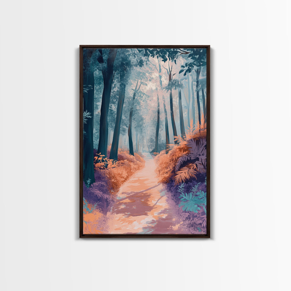 Enchanted Forest Path Framed Canvas Print | Mystical Woodland Art | Fantasy Landscape Painting | Nature Lover Wall Decor