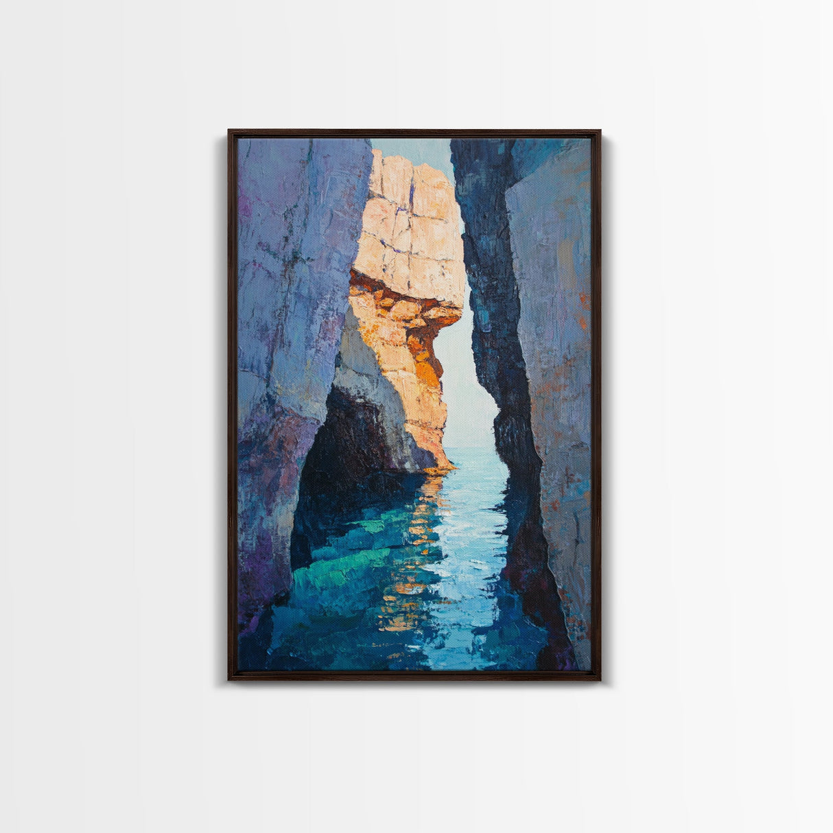 Secluded Cove, Coastal Landscape Art, Nautical Wall Art, Blue and Green Wall Art, Above Sofa Art, Extra Wide Art, Canvas Print