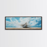 Ocean Wave Explosion Framed Canvas Print Coastal Wall Art, Beach Painting, Modern Seascape, Large Wall Decor, Living Room Artwork