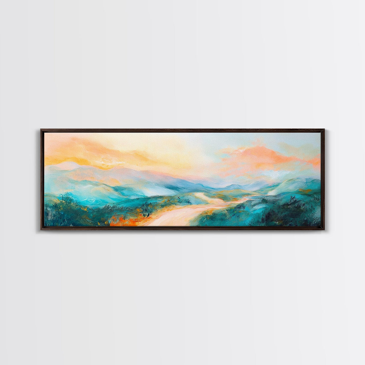 Pastel Sunset Landscape Canvas Print Mountain Wall Art, Serene Home Decor, Nature Painting, Bedroom Artwork, Minimalist Wall Decor