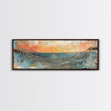 Fishing Net Sunset Canvas Print Coastal Wall Art Nautical Seaside Artwork Beach House Decor Ocean Landscape Framed Print