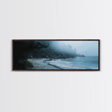Foggy Beach Framed Canvas Print Moody Coastal Wall Art, Ocean Mist Seascape, Minimalist Nature Print, Tranquil Living Room Decor