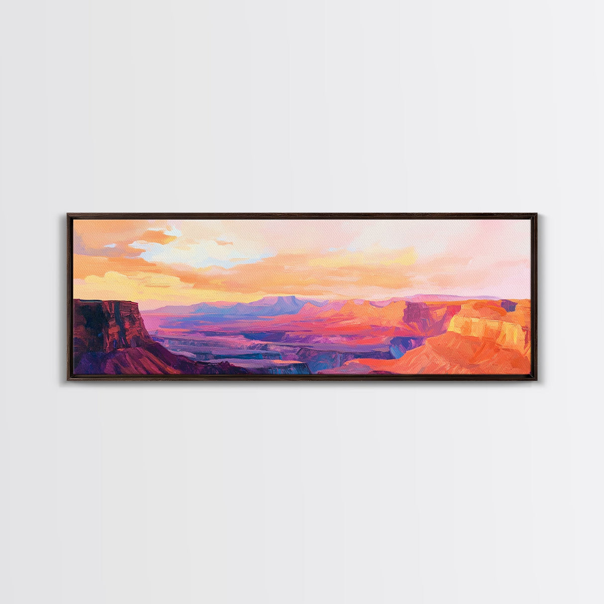 Grand Canyon Sunset Framed Canvas Print Southwest Landscape Wall Art, Desert Mountain Painting, Nature Inspired Home Decor, Rustic Art