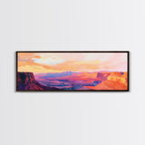 Grand Canyon Sunset Framed Canvas Print Southwest Landscape Wall Art, Desert Mountain Painting, Nature Inspired Home Decor, Rustic Art