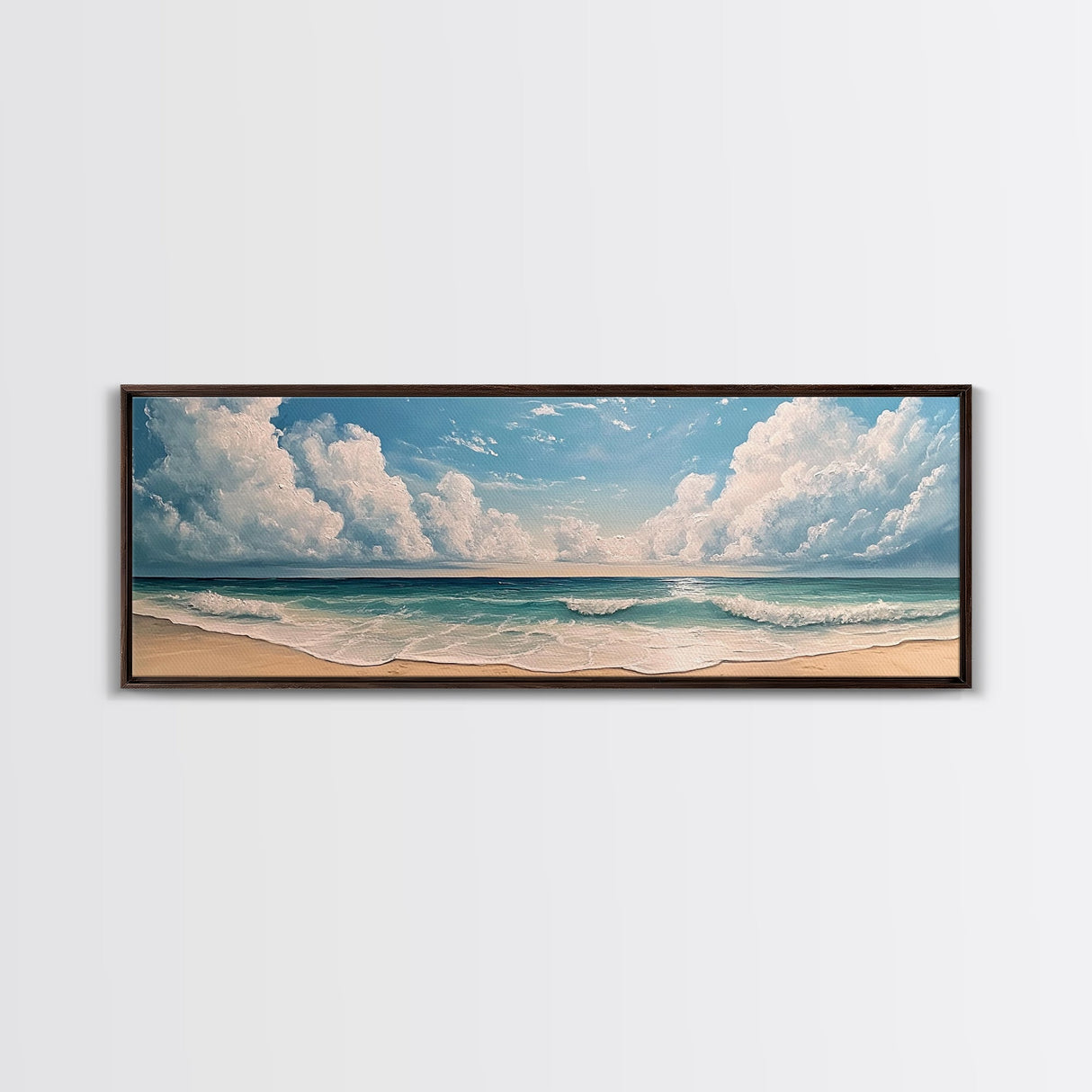 Ocean Wave Horizon Canvas Print Coastal Seascape Wall Art, Tranquil Beach Painting, Nautical Home Decor, Relaxing Living Room Artwork