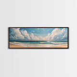 Ocean Wave Horizon Canvas Print Coastal Seascape Wall Art, Tranquil Beach Painting, Nautical Home Decor, Relaxing Living Room Artwork