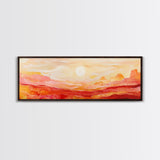Desert Sunset Painting Warm Abstract Southwest Wall Art Minimalist Mountain Landscape Artwork Boho Home Decor Canvas Print
