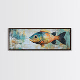 Vibrant Fish Canvas Print Rustic Coastal Wall Art Nautical Painting Beach House Decor Colorful Abstract Aquarium Art Lake House