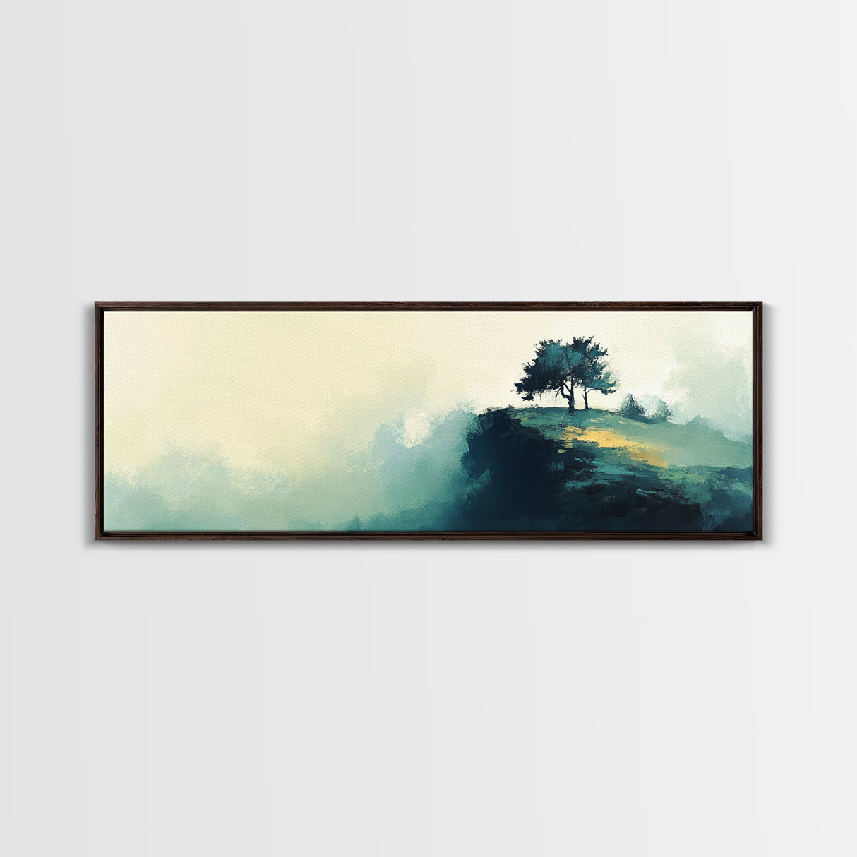 Lone Tree on Hill Canvas Print Minimalist Landscape Art, Tranquil Nature Painting, Neutral Wall Decor, Modern Home Office Artwork