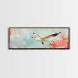 Seagull Flight Canvas Print Coastal Wall Art, Beach House Decor, Soaring Bird Painting, Ocean Lover Gift, Minimalist Art