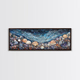 Seashell Beach Framed Canvas Print Coastal Wall Art, Ocean Inspired Artwork, Textured Nautical Painting, Tropical Home Decor