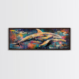 Vibrant Dolphin Art Canvas Print Ocean Wall Art Coastal Decor Colorful Animal Painting Modern Beach House Art Nautical Gift
