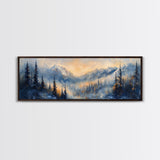 Misty Forest Sunrise Canvas Print Mountain Landscape Painting Nature Inspired Rustic Wall Art Cozy Living Room Decor Fall Aesthetic