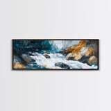 Wild River Rapids Framed Canvas Print Nature Landscape Art Rustic Cabin Wall Decor Adventure Themed Living Room Wall Art