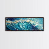 Ocean Wave, Blue Coastal Wall Art, Water Splash Painting, Beach House Decor, Canvas Print, Nautical Style, Bathroom Artwork