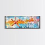 Starfish, Beach Themed Wall Art, Ocean Life Painting, Coastal Decor, Framed Canvas Print, Nautical Style, Living Room Artwork