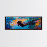 Underwater, Swimmer, Colorful, Abstract, Canvas Print, Vibrant Art, Living Room Decor, Ocean Wall Art, Modern Painting
