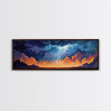 Lightning, Storm, Dramatic, Skyscape, Framed Canvas Print, Abstract Landscape Art, Dark Wall Art, Office Decor, Sky Painting