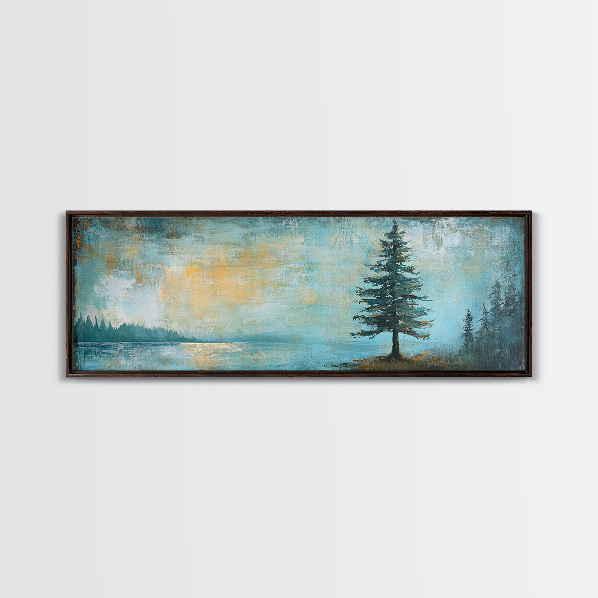 Solitary Tree, Abstract Nature, Textured Painting, Framed Canvas Print, Rustic Wall Art, Cozy Cabin Decor, Office Wall Decor