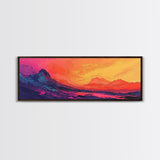 Sunset Mountains, Abstract Landscape, Canvas Print, Colorful Wall Art, Living Room Decor, Boho Art, Office Wall Art, Vibrant Painting